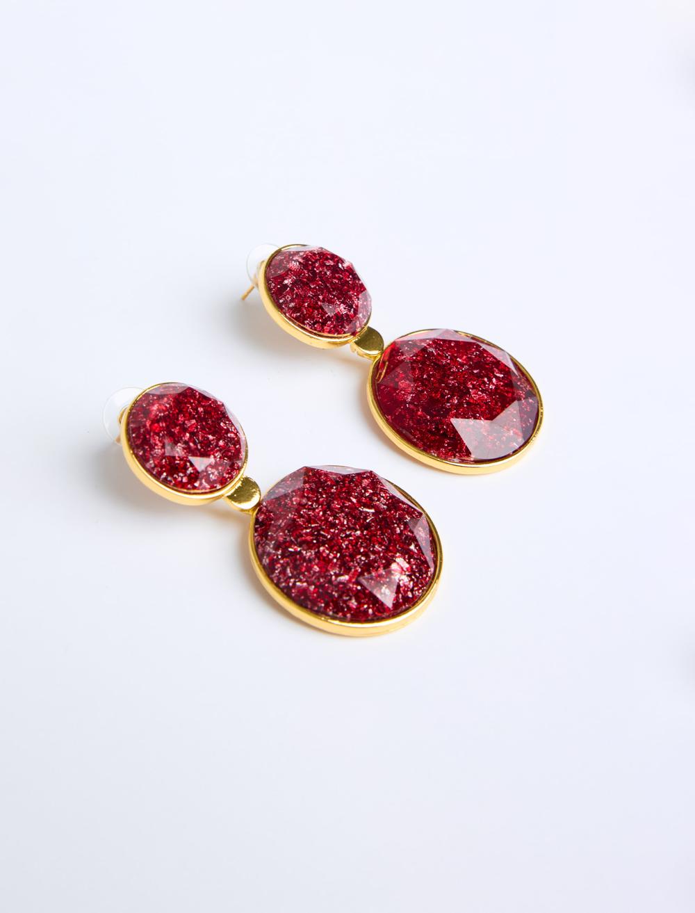 Round Shiny-Detailed Earrings