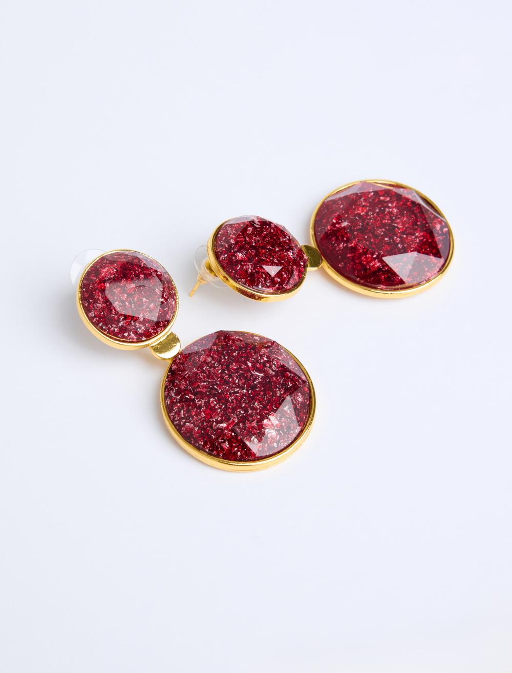 Round Shiny-Detailed Earrings