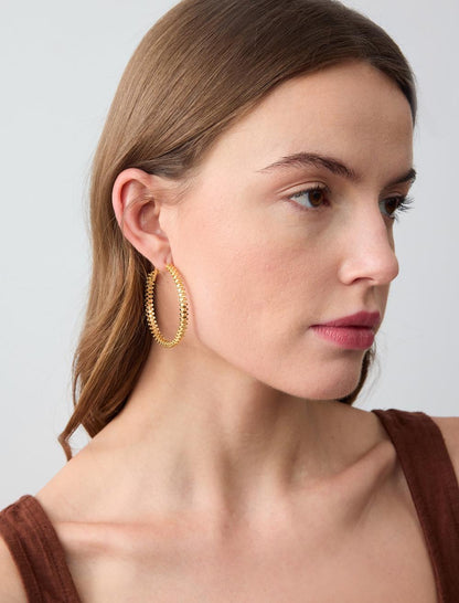 Patterned Steel Hoop Earrings
