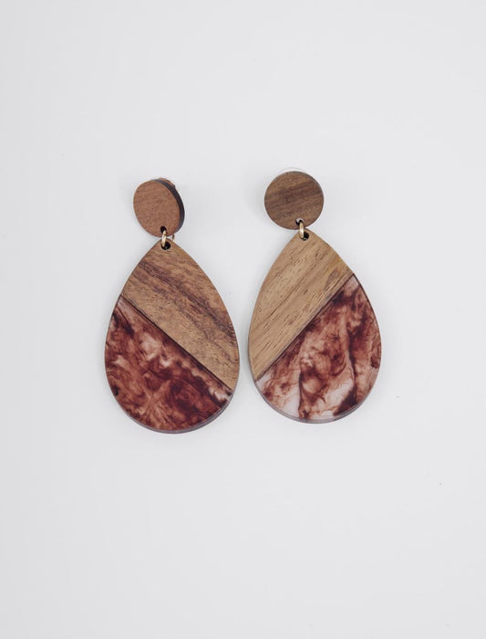 Round Figurative Wooden Earrings