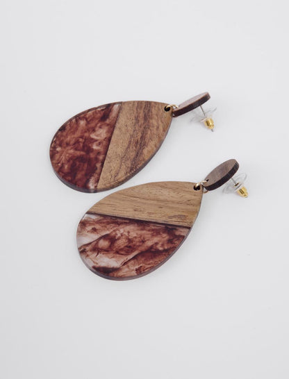 Round Figurative Wooden Earrings