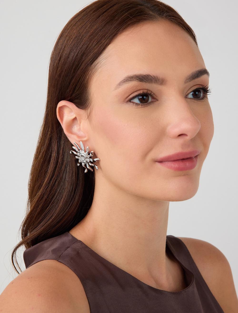 Shiny Earrings with Sun Motif