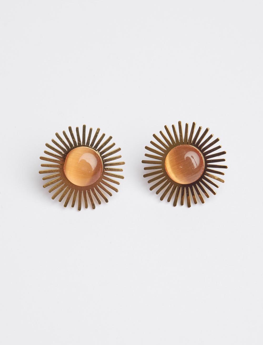 Elegant Earrings with Sun Figure