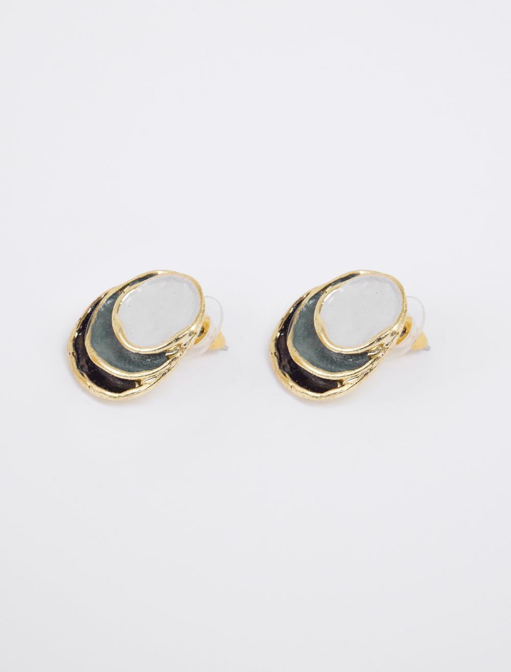 Mine-Detailed Round Figurative Earrings