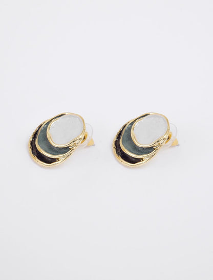 Mine-Detailed Round Figurative Earrings