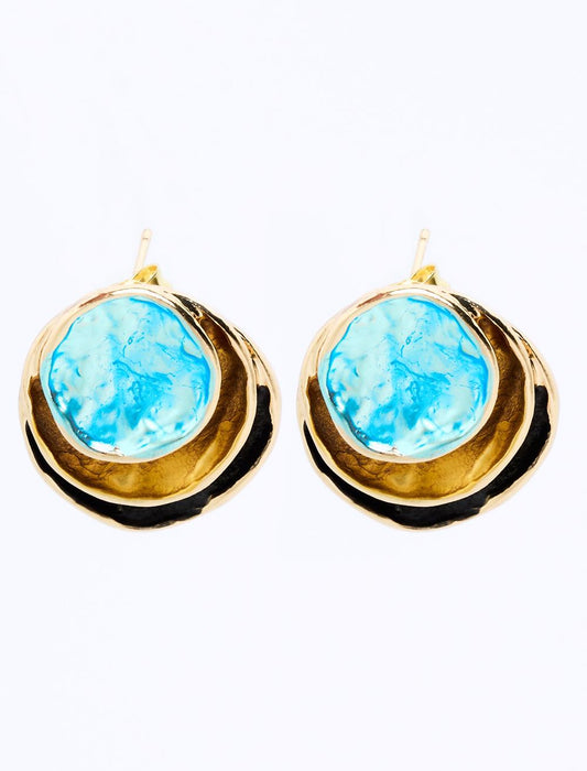 Mine-Detailed Round Figurative Earrings