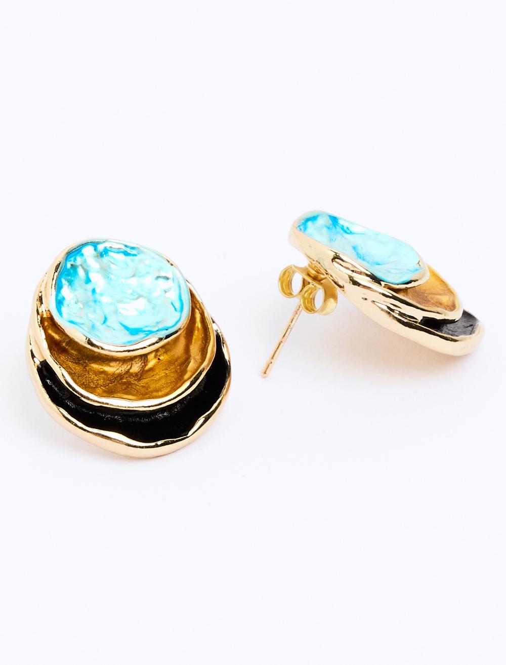 Mine-Detailed Round Figurative Earrings