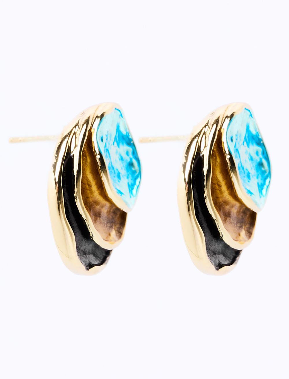 Mine-Detailed Round Figurative Earrings