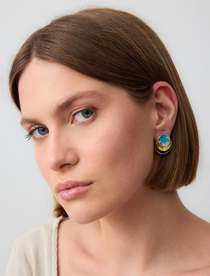 Mine-Detailed Round Figurative Earrings