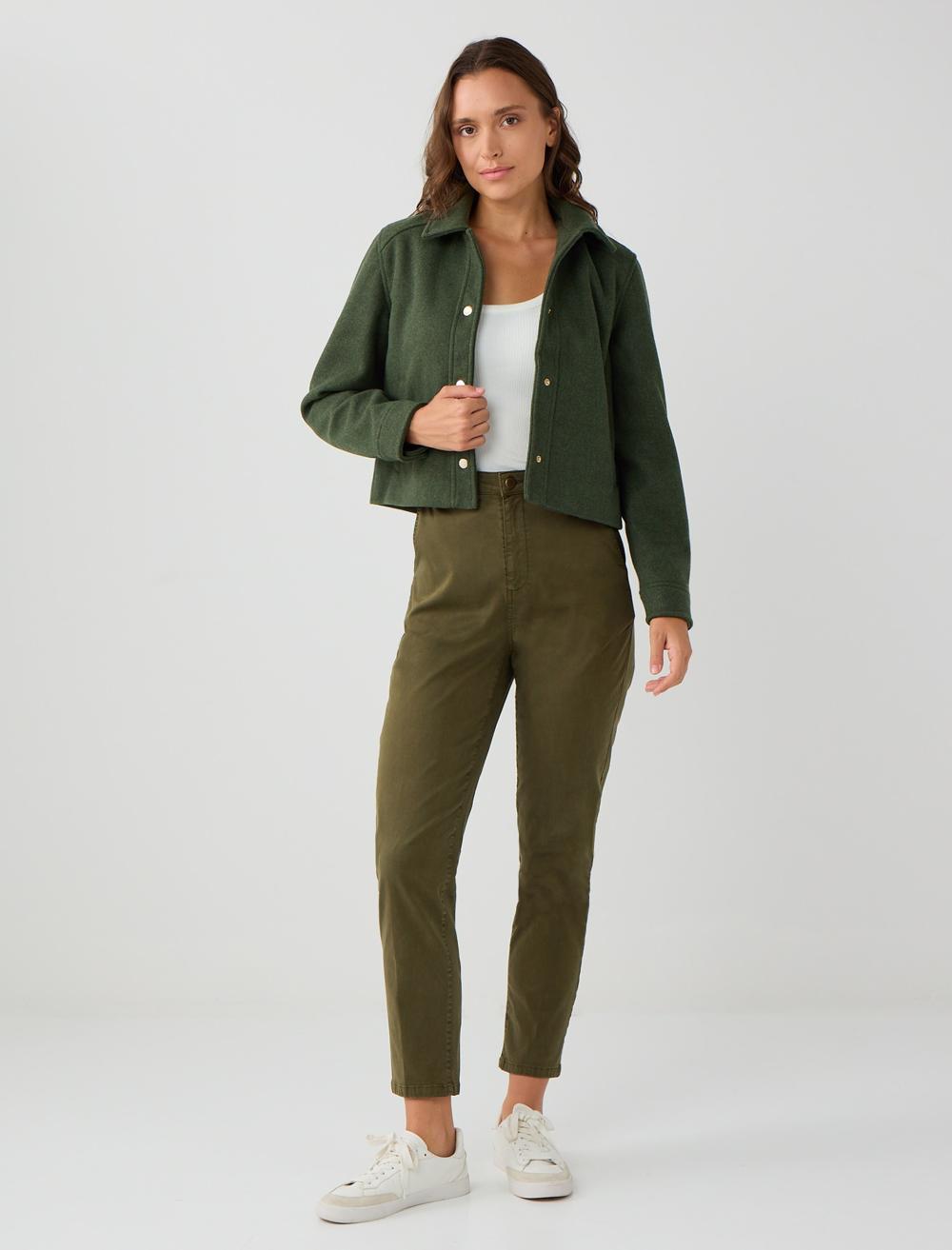 Long-Sleeve Coat - Khaki - 5WW053687310