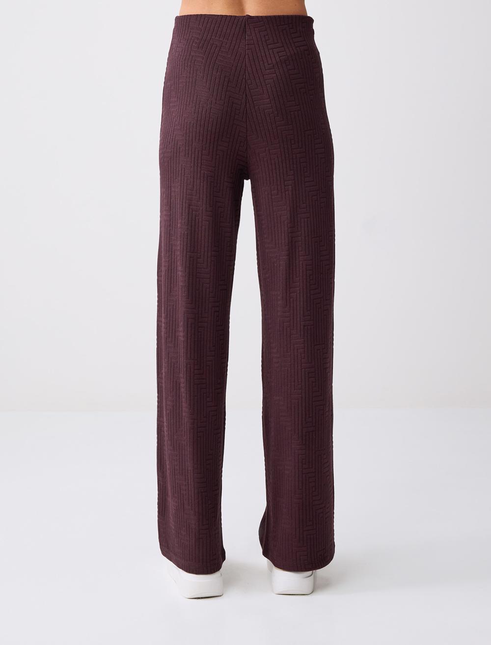 Wide-Leg Elastic Waist Knit Trousers - 6SW185439