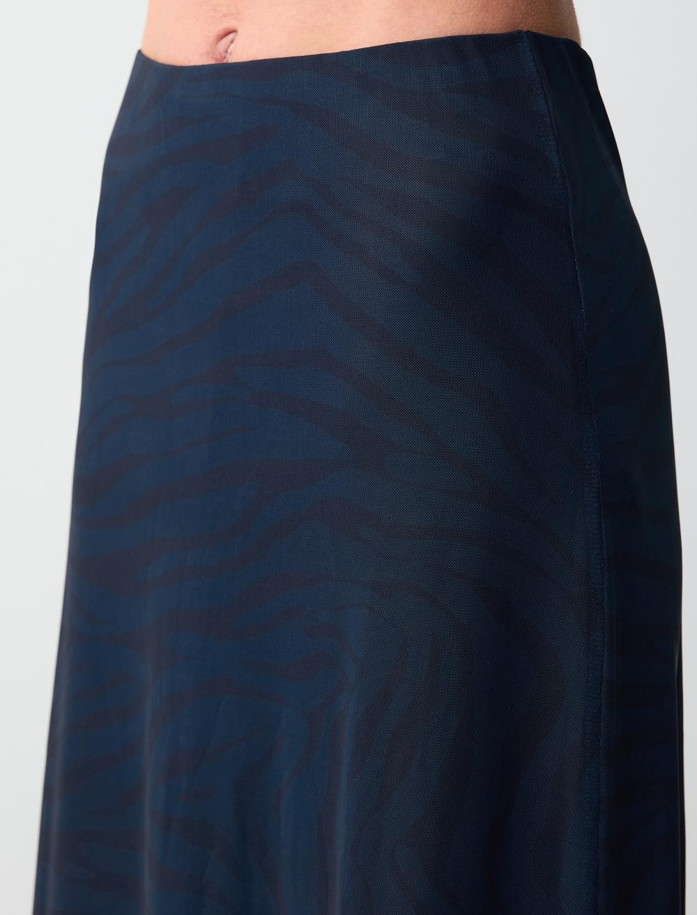 Regular Waist Straight Cut Patterned Mesh Knitted Long Skirt