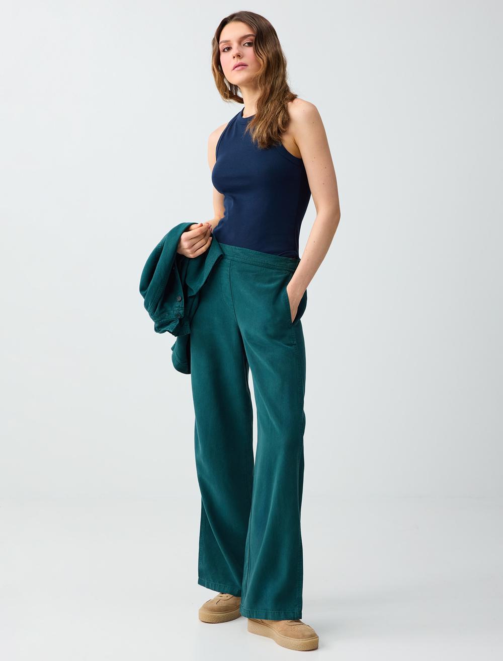 Normal Fit Trousers - Dark Green - 6SW185657320