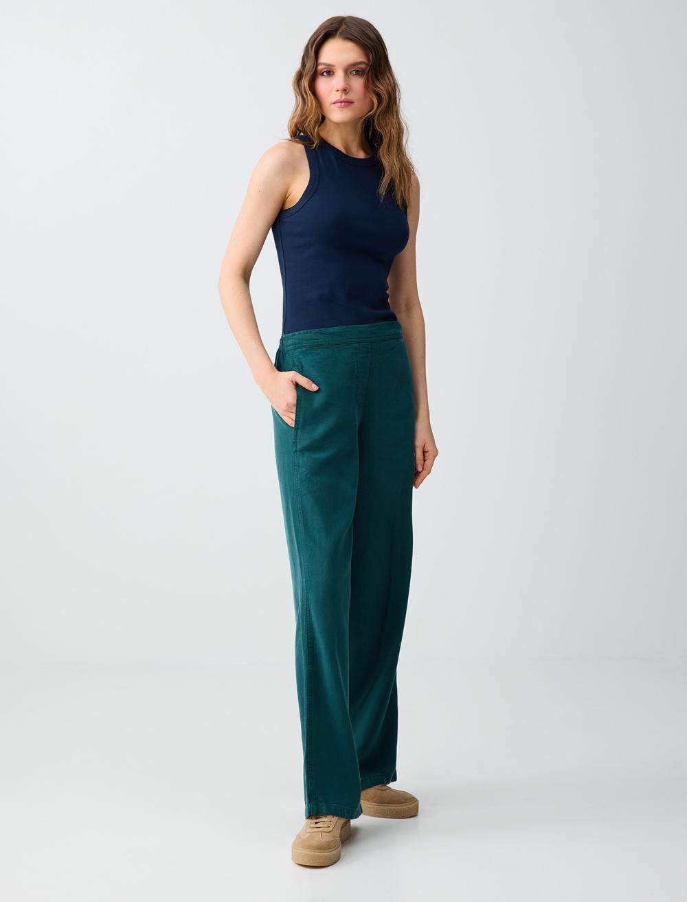 Normal Fit Trousers - Dark Green - 6SW185657320