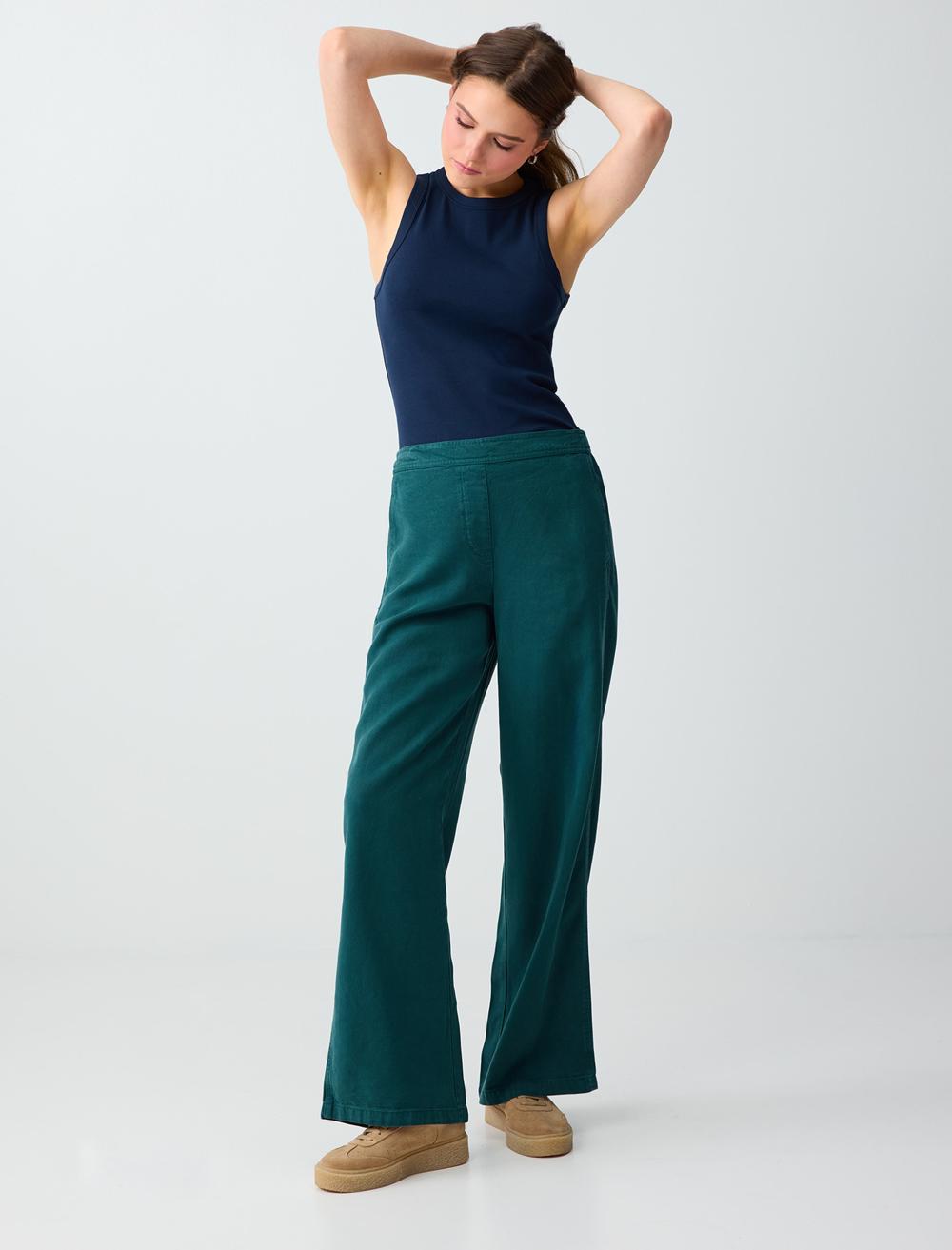 Normal Fit Trousers - Dark Green - 6SW185657320