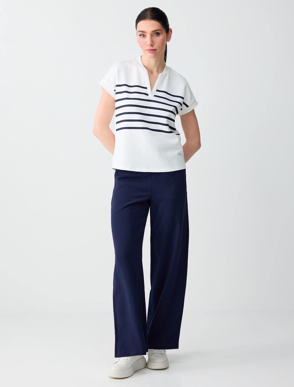 Regular Leg Pants - Dark Blue