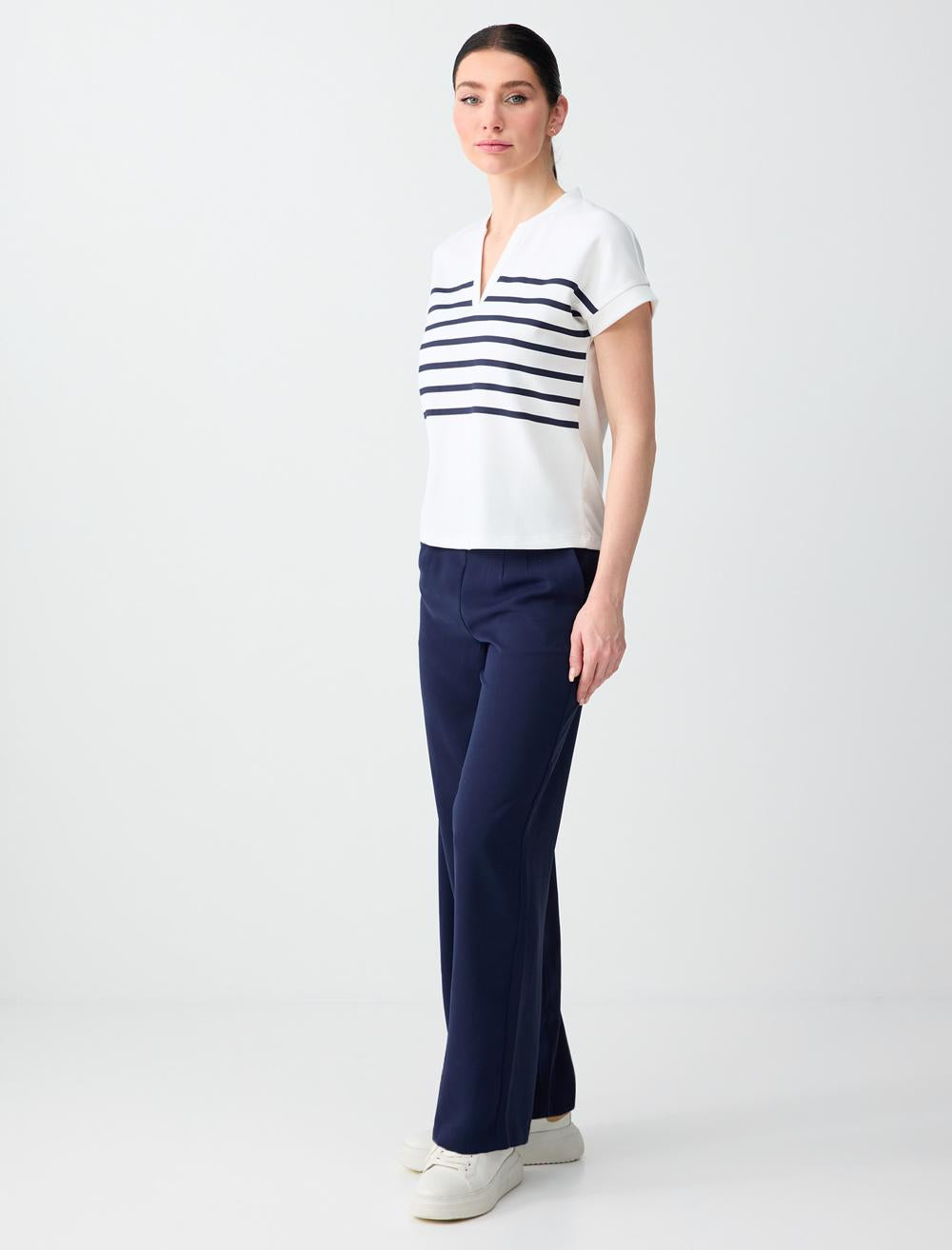 Regular Leg Pants - Dark Blue