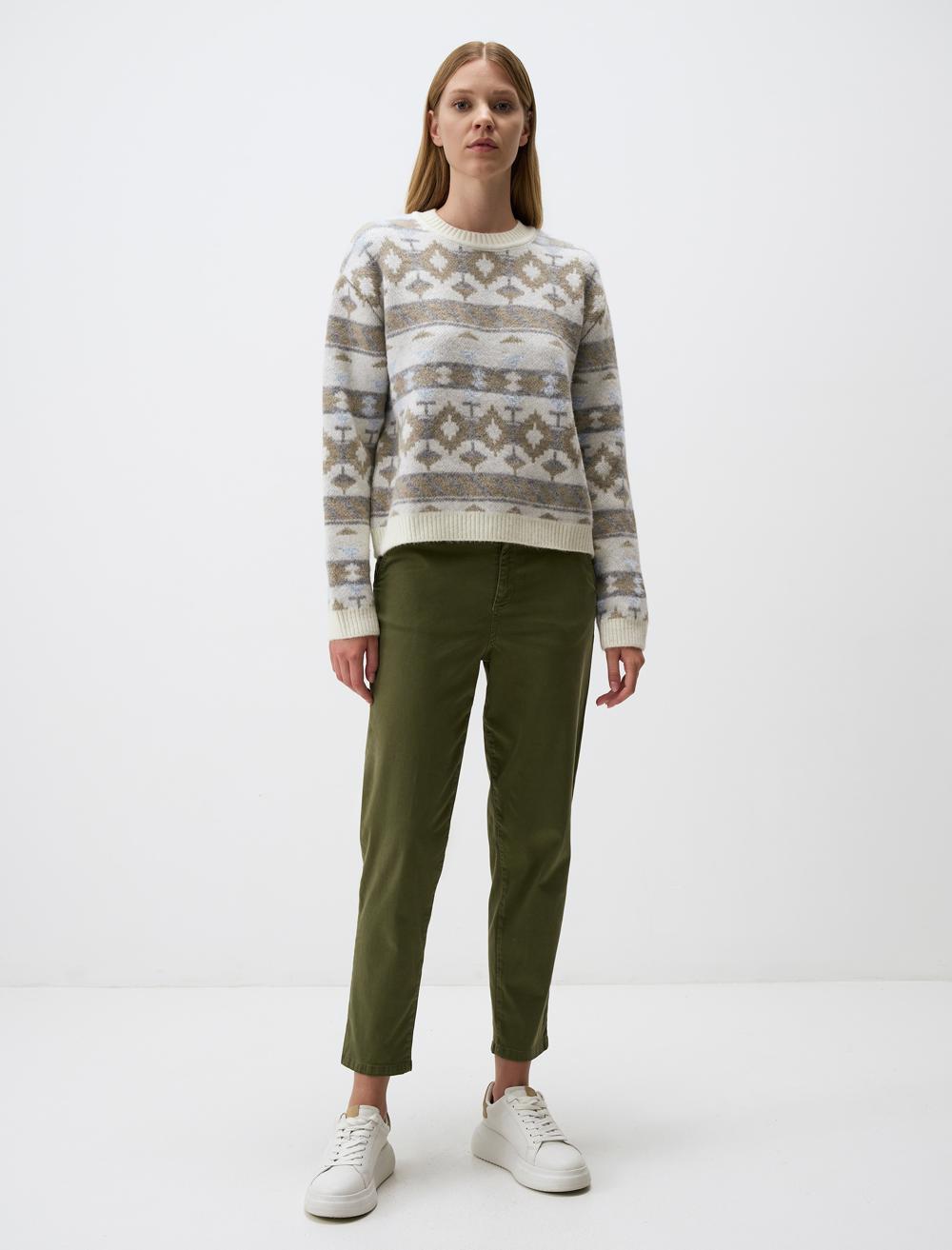 Regular Leg Gabardine Trousers with Pockets