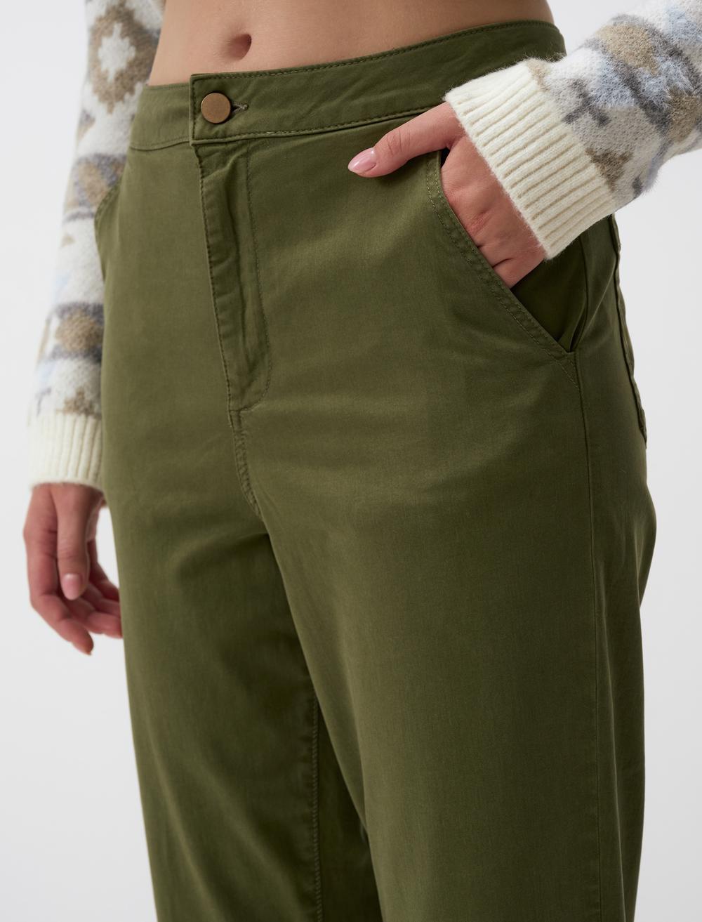 Regular Leg Gabardine Trousers with Pockets - 4WW01311101