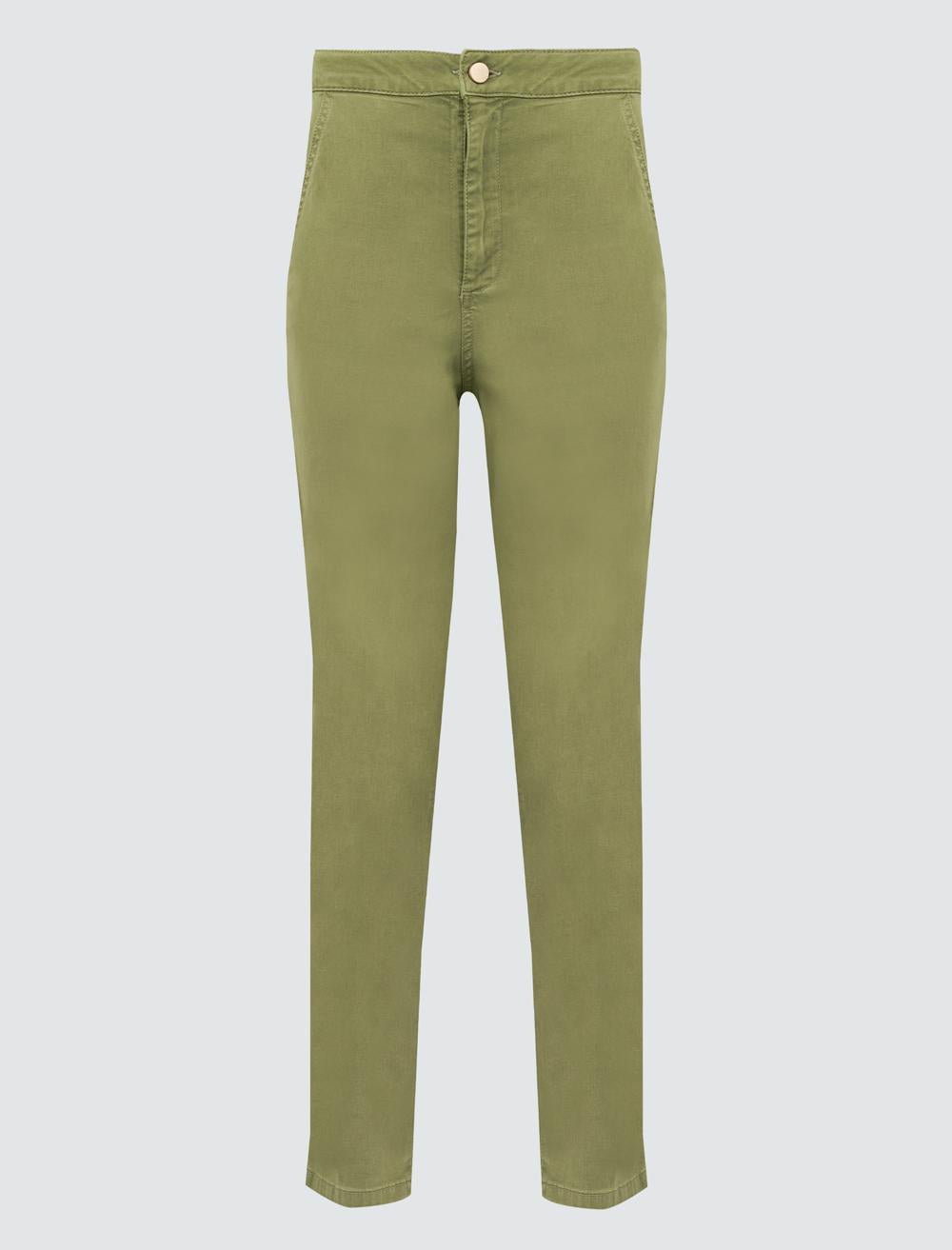 Regular Leg Gabardine Trousers with Pockets - 4WW01311101