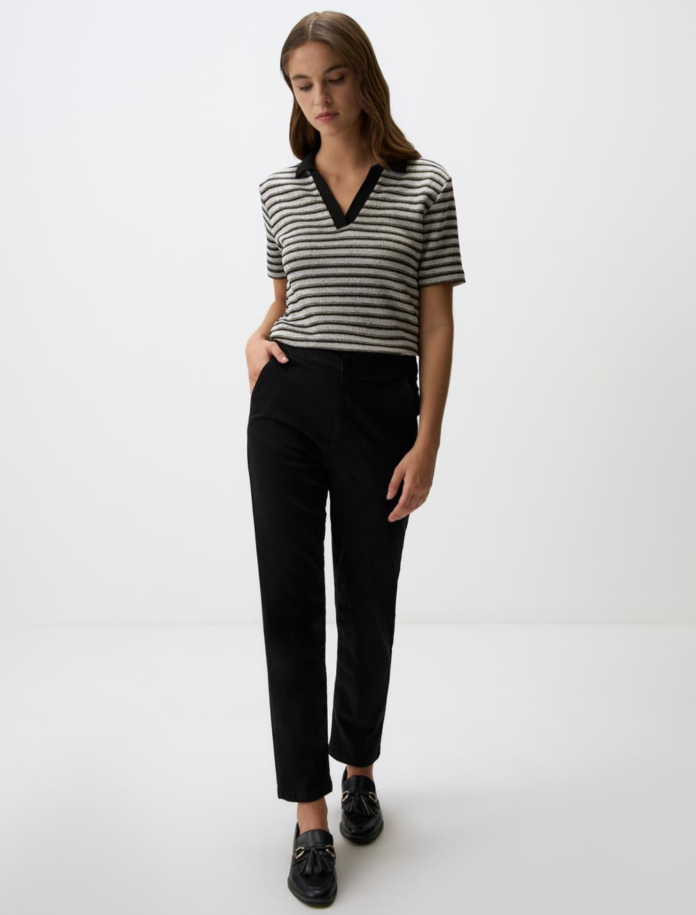 Regular Leg Gabardine Trousers with Pockets - 4WW01311101
