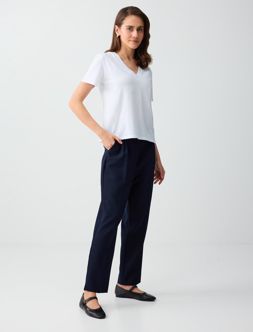 Regular Leg Pocket Detail Woven Trousers - Dark Blue - 6SW183728494