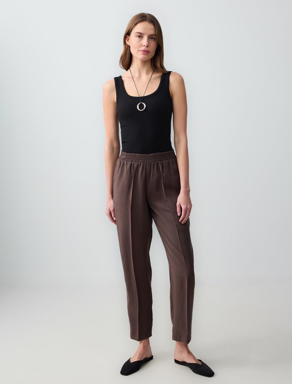 Normal Fit Trousers - Brown - 6SW186563803