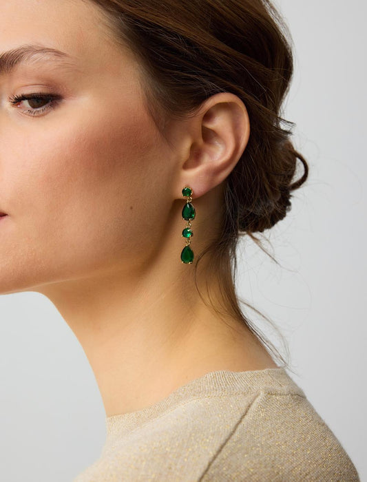 Oval stone-shaped dangling earrings