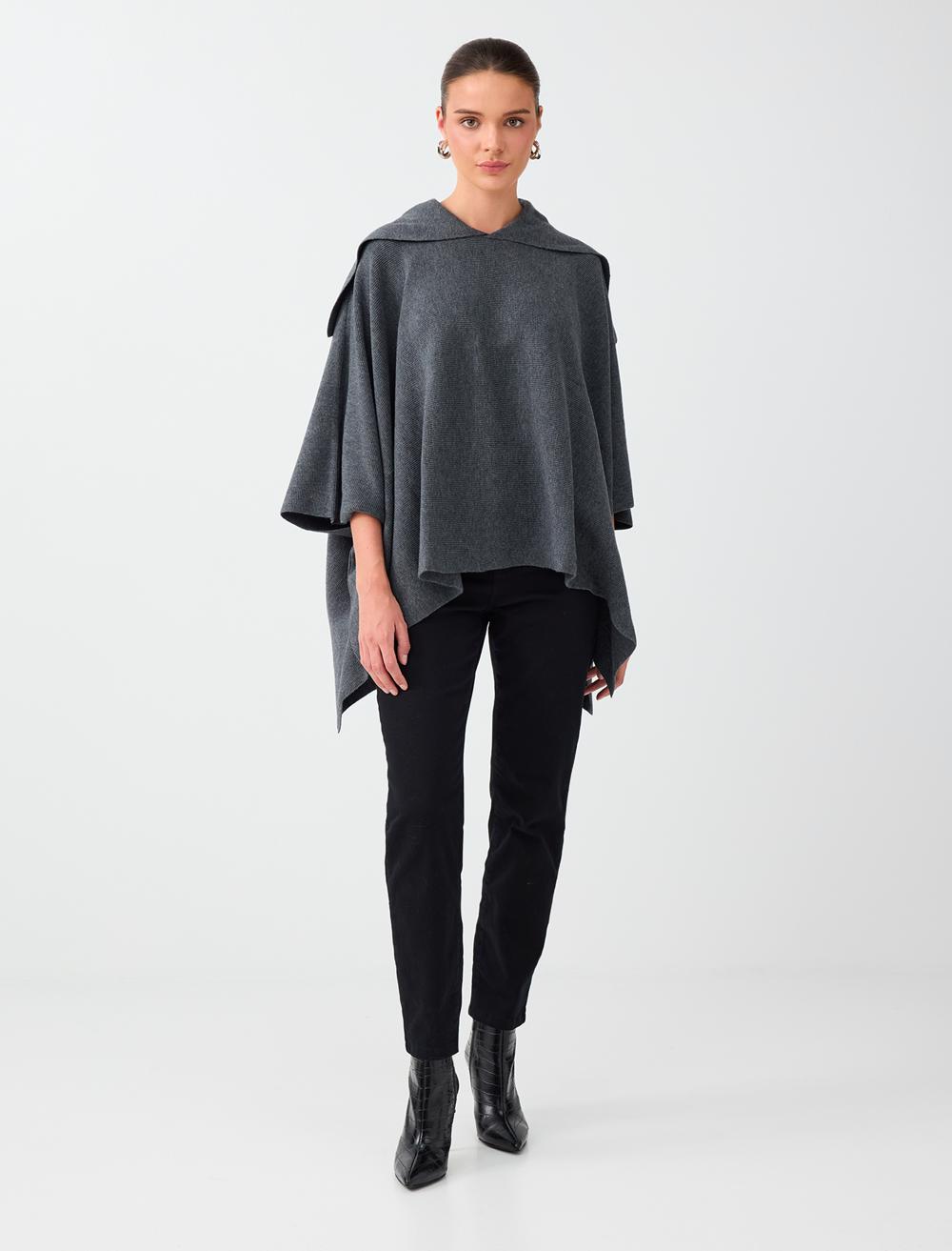 Loose Fit Poncho - Dark Anthracite - 6WW177815979