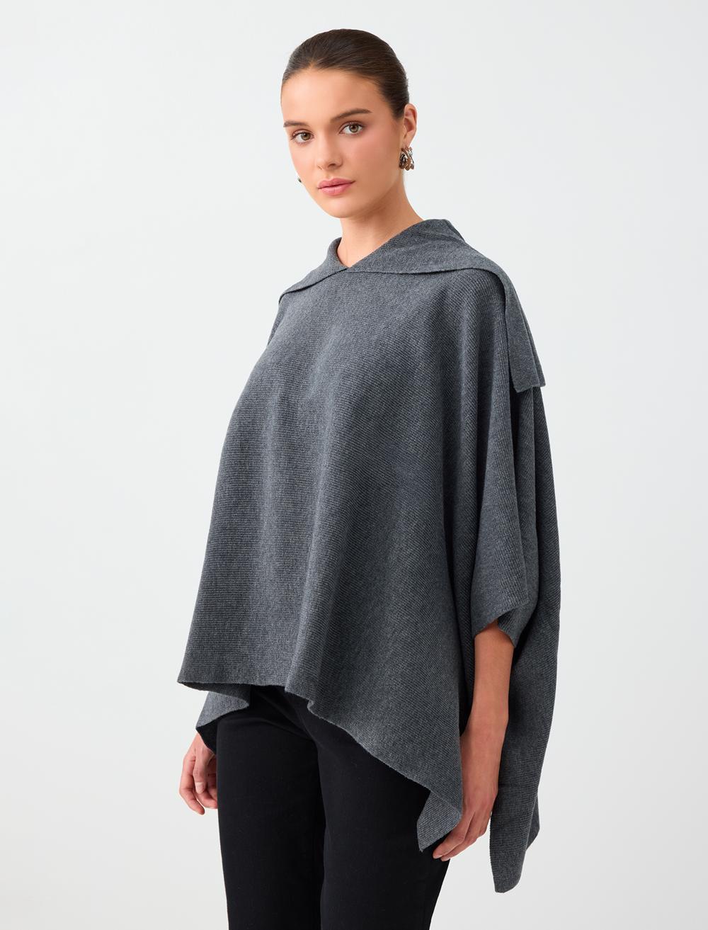 Loose Fit Poncho - Dark Anthracite