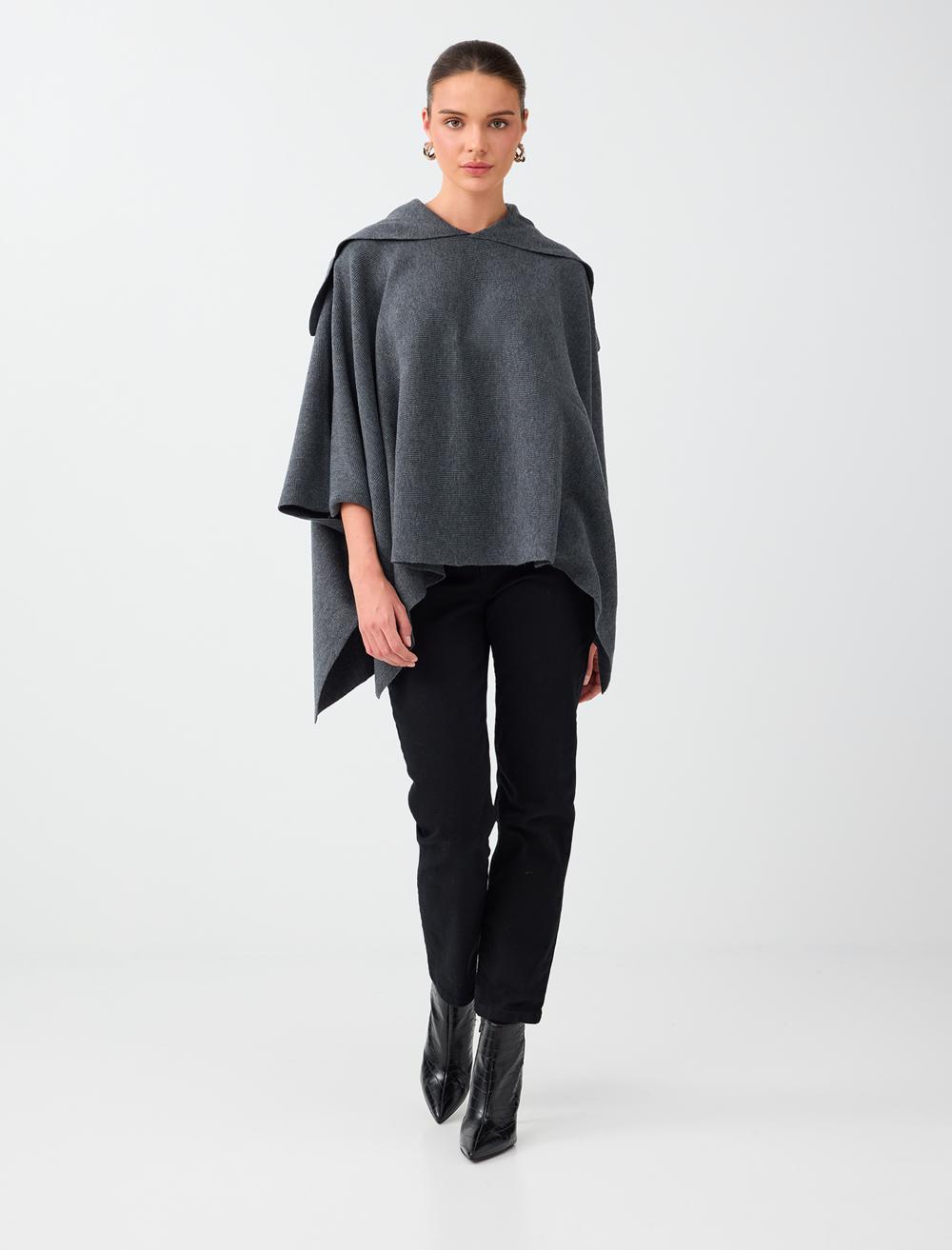 Loose Fit Poncho - Dark Anthracite