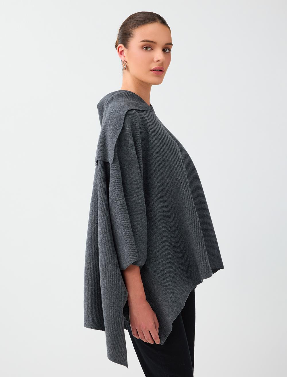 Loose Fit Poncho - Dark Anthracite