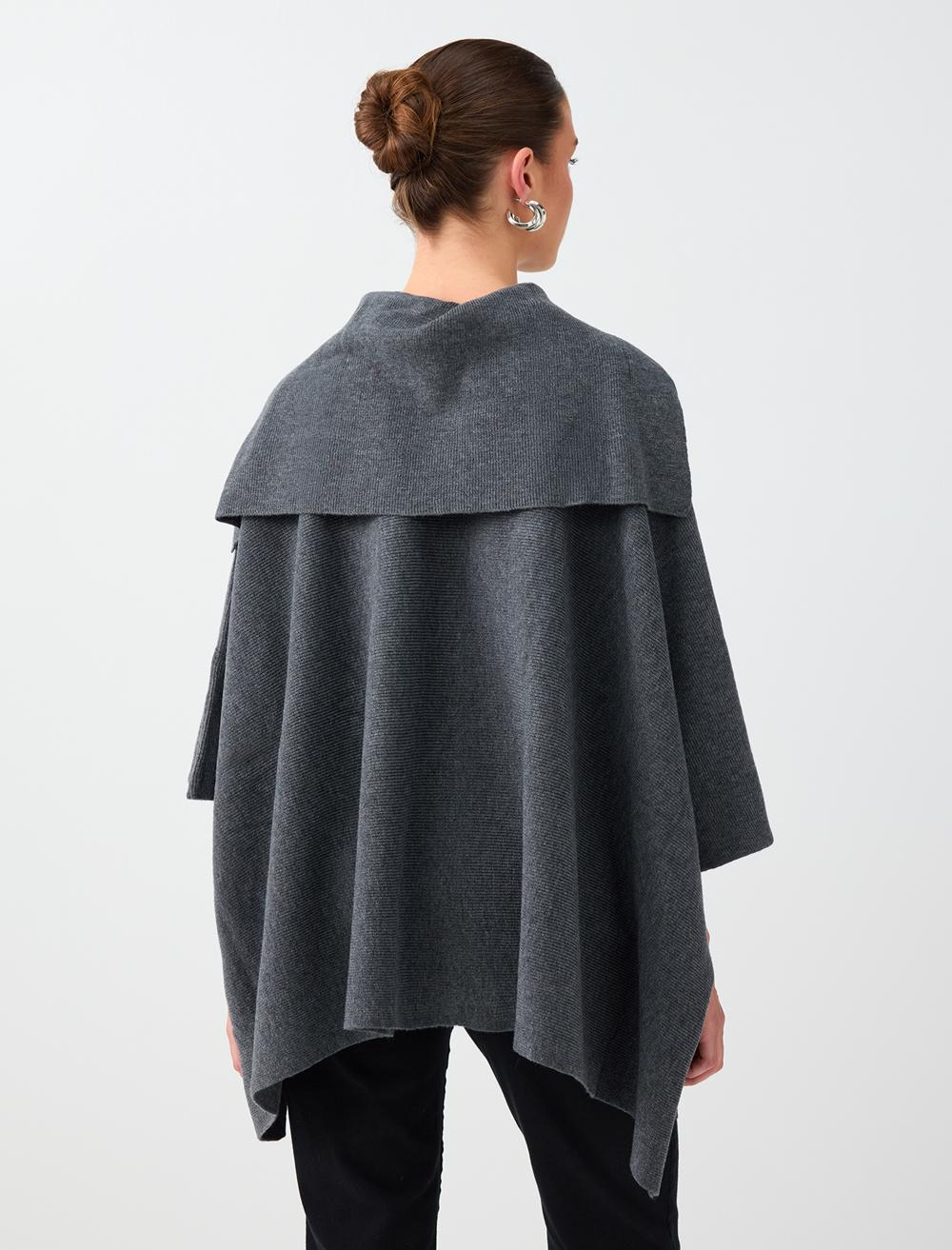 Loose Fit Poncho - Dark Anthracite