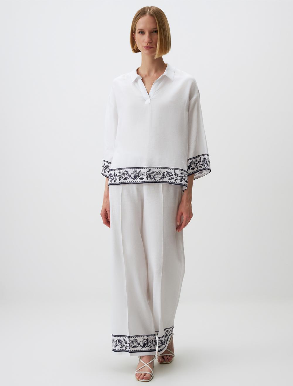 Loose Fit Trousers - White - 24SP044027100