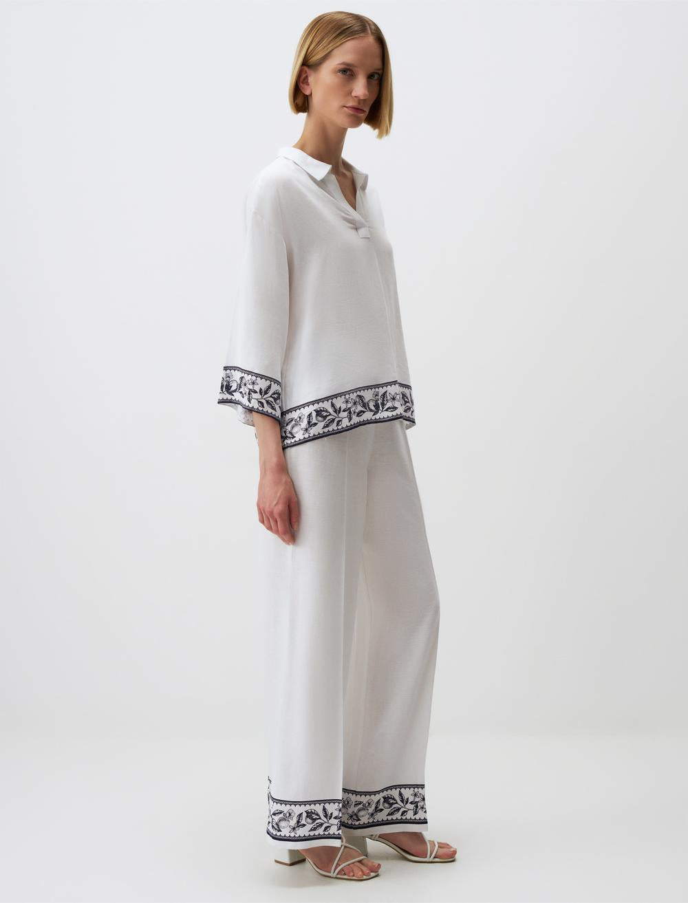 Loose Fit Trousers - White - 24SP044027100