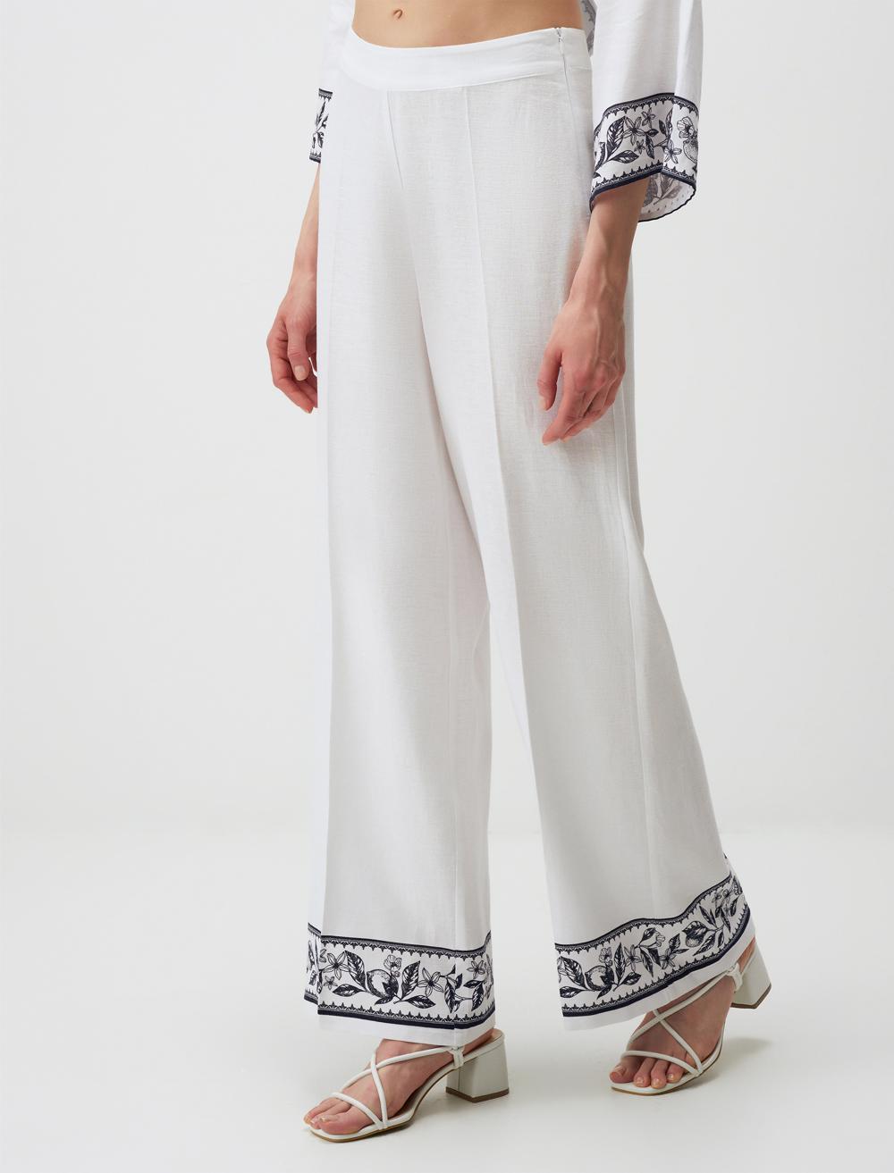 Loose Fit Trousers - White - 24SP044027100