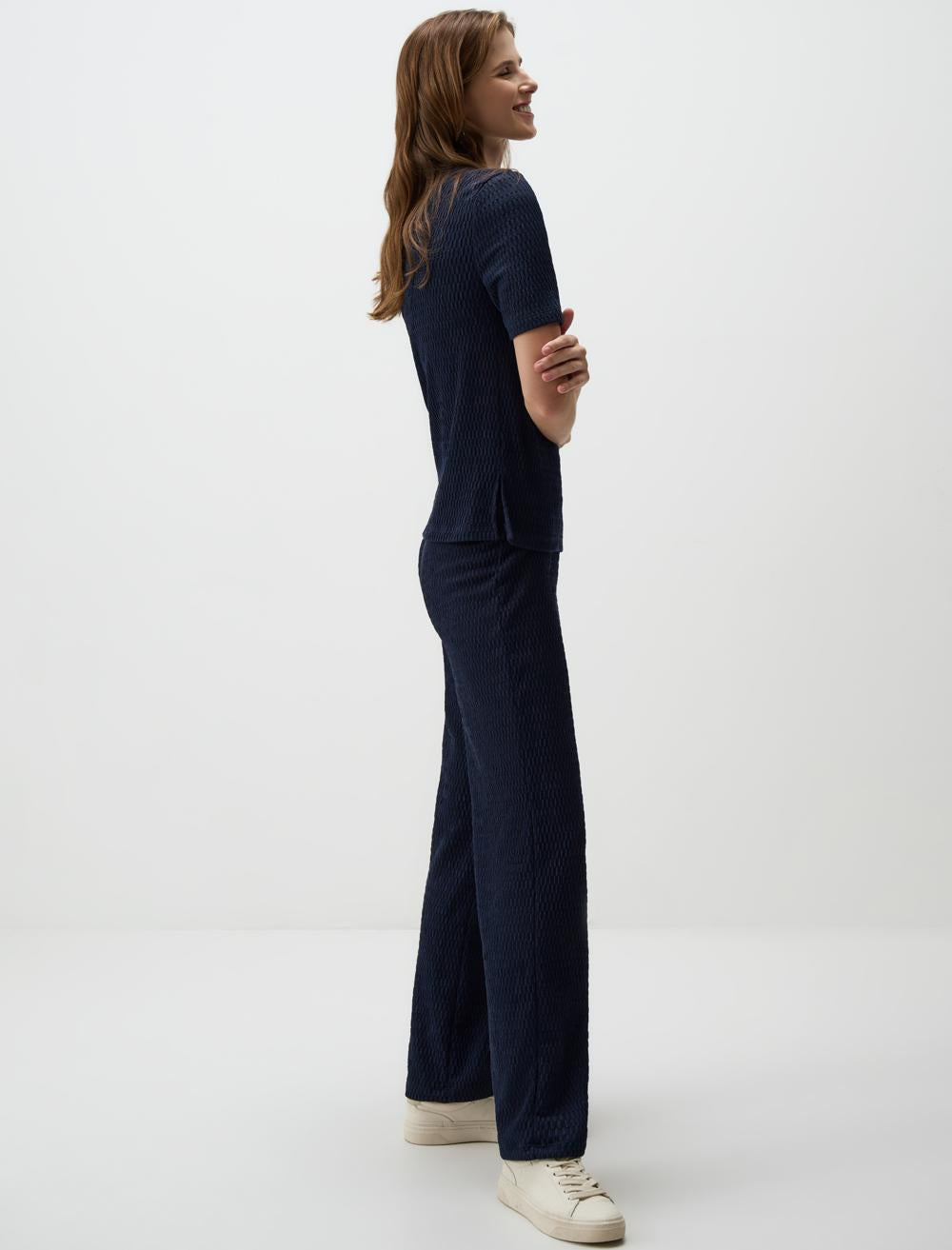 Loose Fit Trousers - Dark Blue - 4WW02311068494