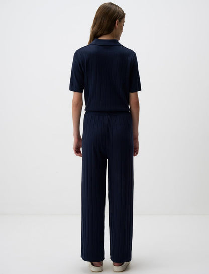 Regular Waist Straight Cut Knitwear Pants with Elasticated Waist