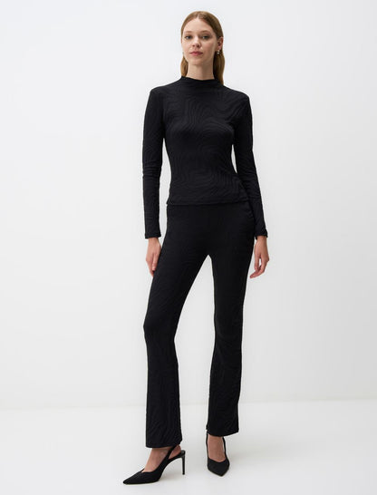 High Waist Wide Leg Line Patterned Pants