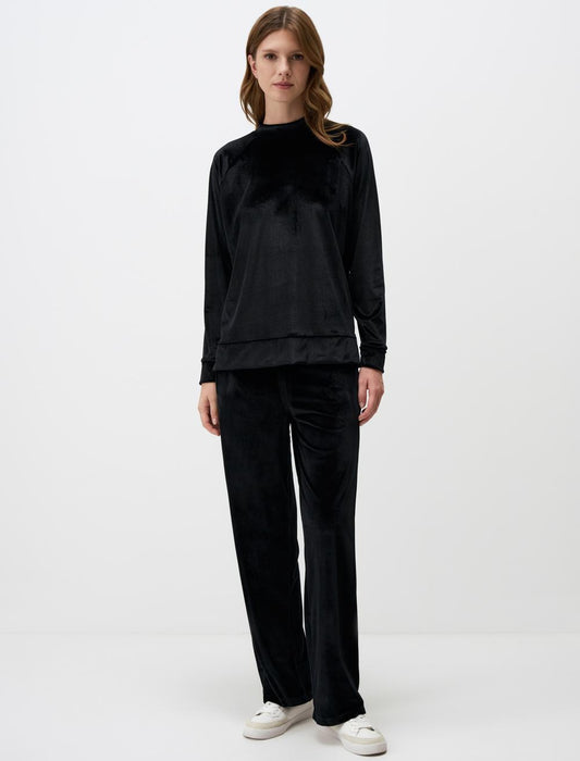 High Waist Relaxed Fit Wide Leg Velvet Pants