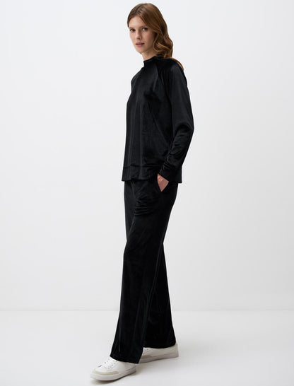 High Waist Relaxed Fit Wide Leg Velvet Pants