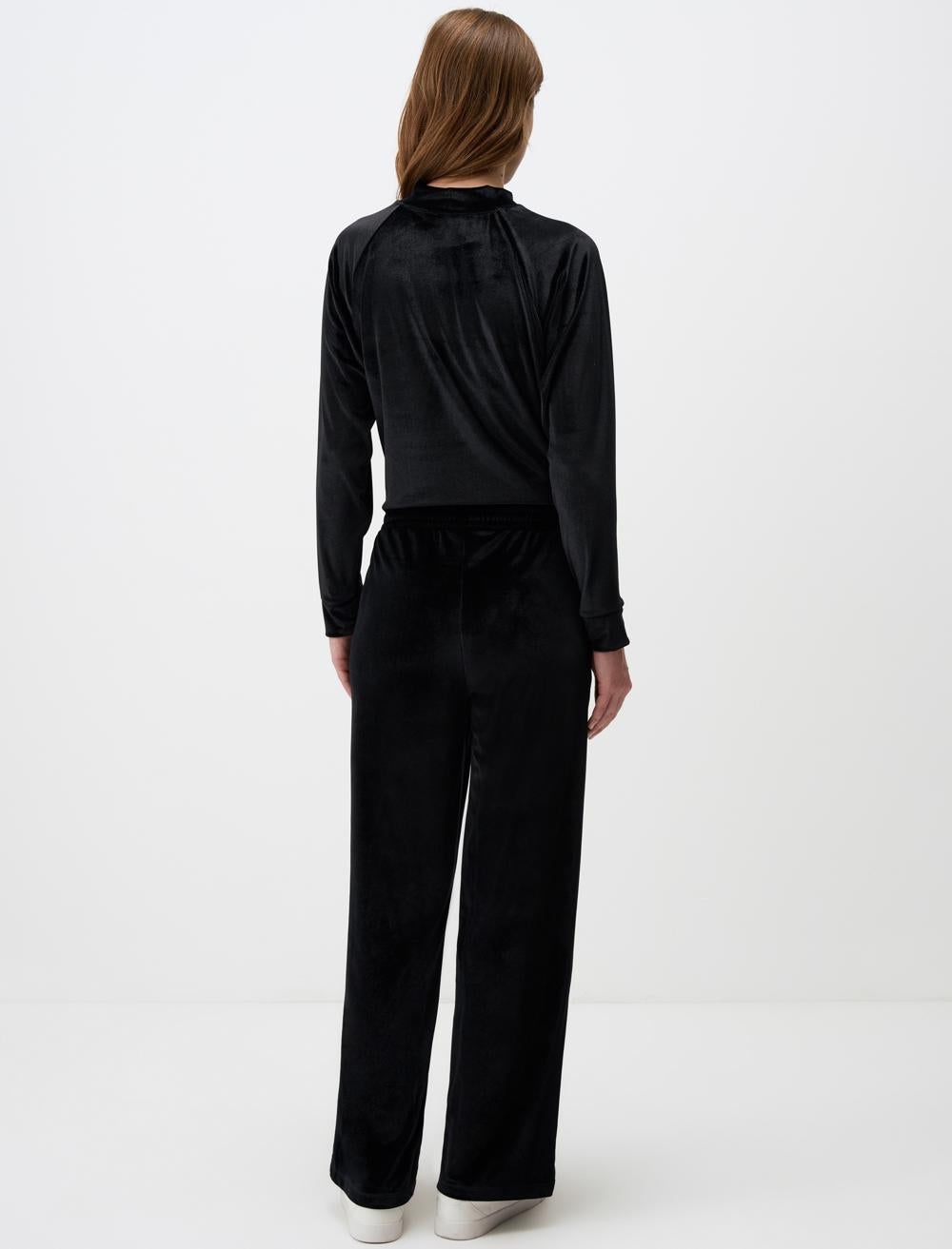 High Waist Relaxed Fit Wide Leg Velvet Pants