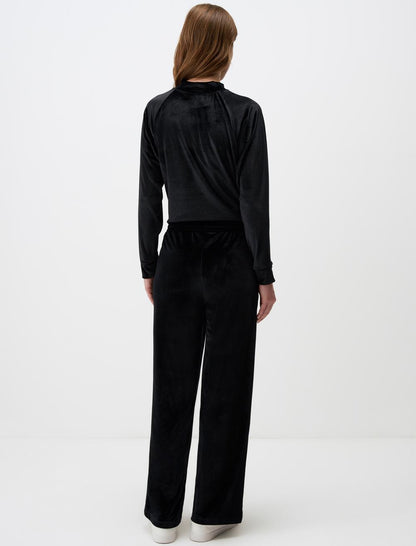 High Waist Relaxed Fit Wide Leg Velvet Pants