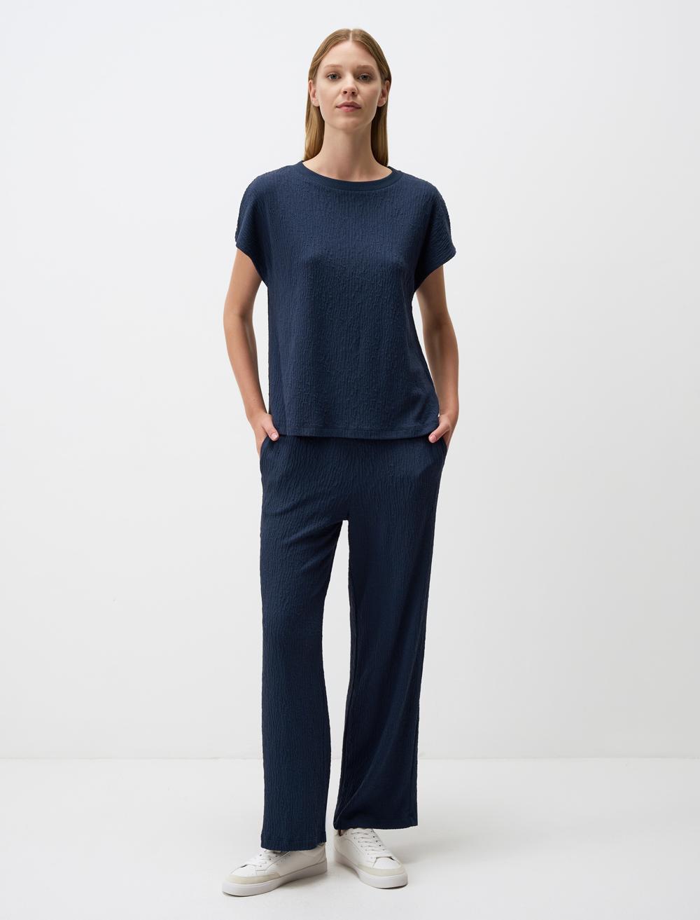 Loose Fit Trousers - Dark Blue - 4WW311314494