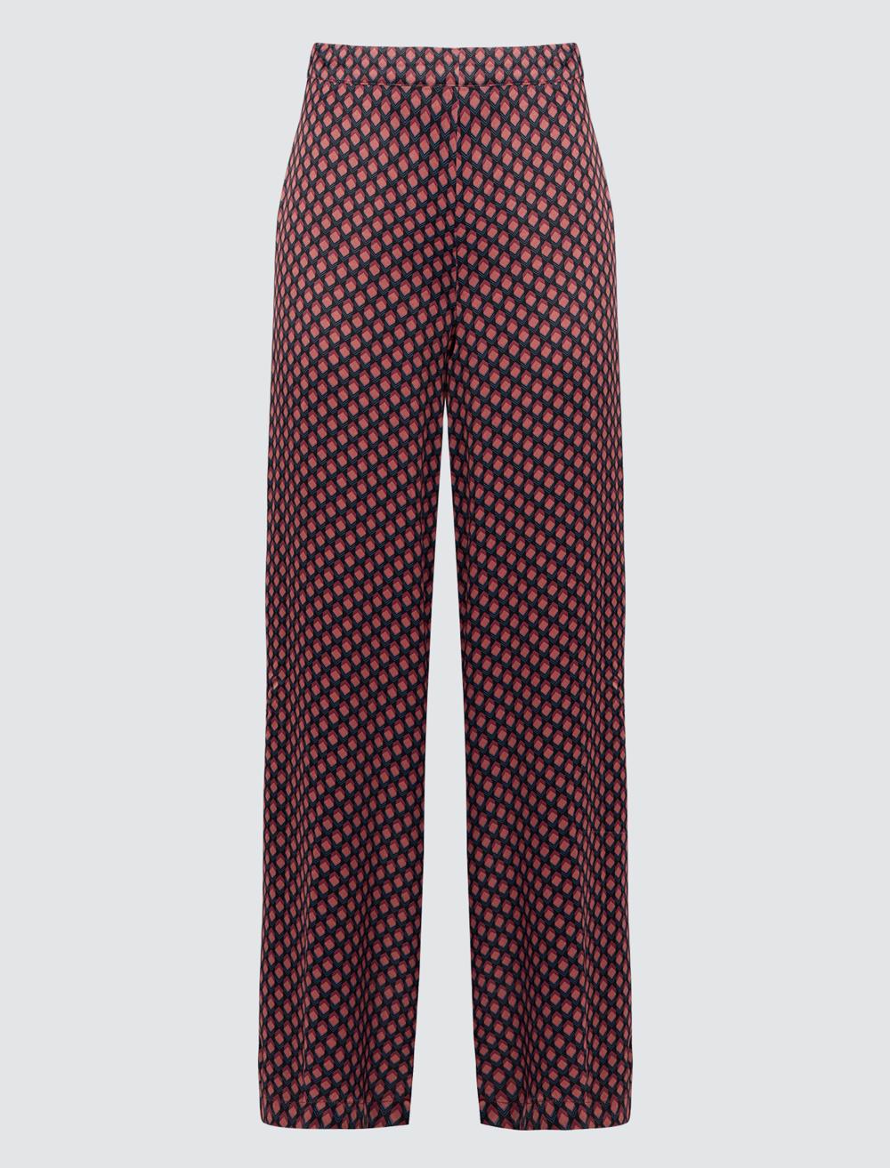 Relaxed Fit Wide Leg Patterned Pants