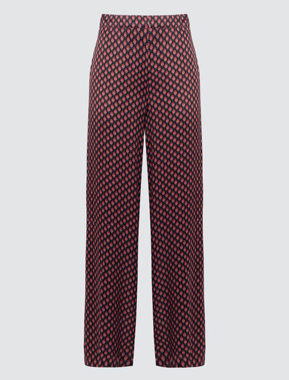 Relaxed Fit Wide Leg Patterned Pants