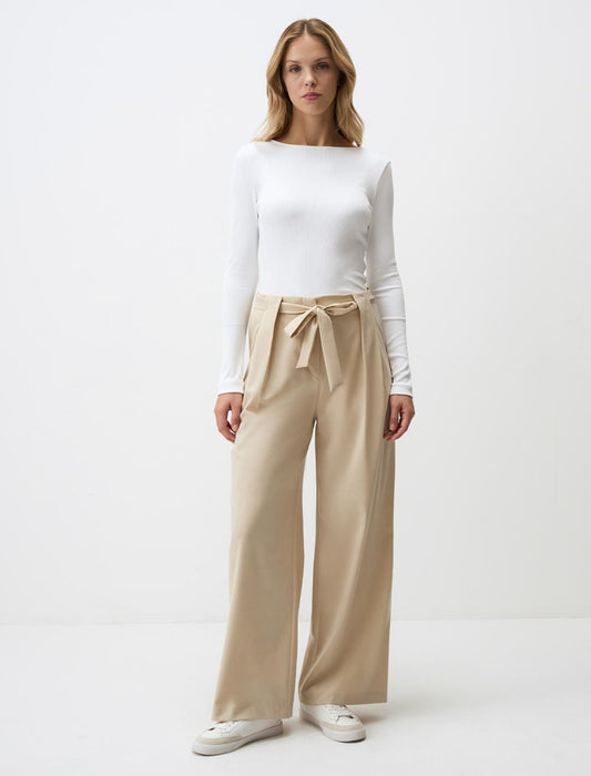 High Waist Relaxed Fit Wide Leg Woven Pants