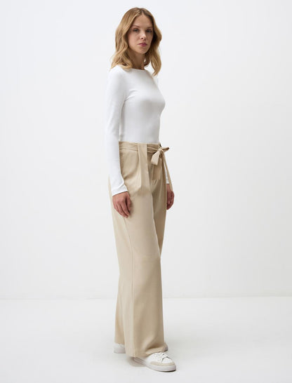 High Waist Relaxed Fit Wide Leg Woven Pants