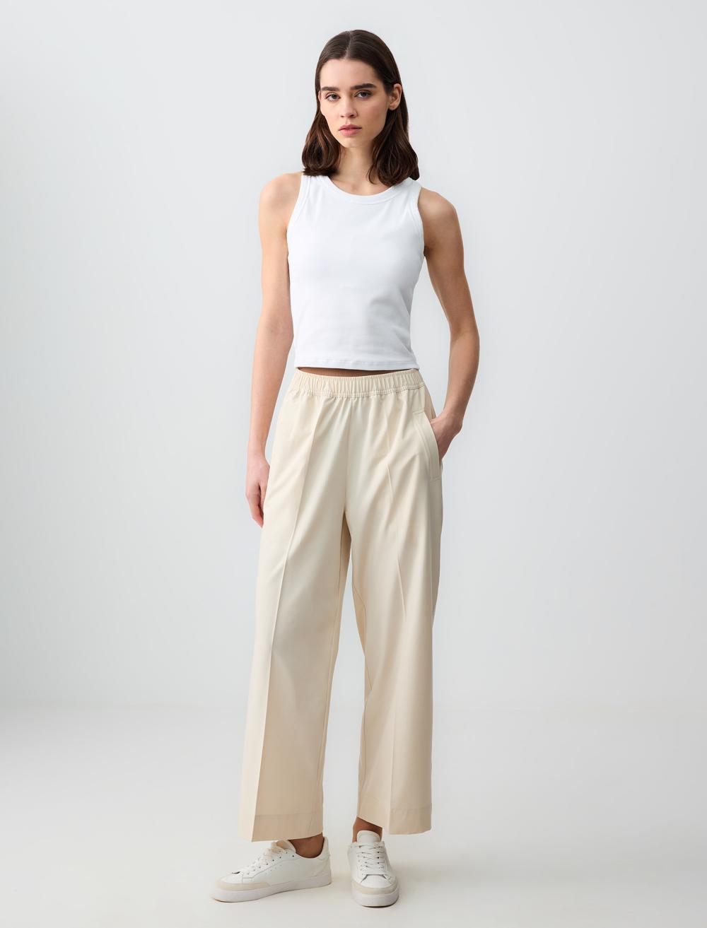 Relaxed Fit High Waist Wide Leg Patterned Woven Pants