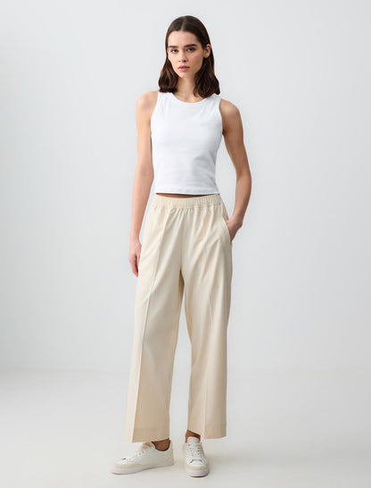 Relaxed Fit High Waist Wide Leg Patterned Woven Pants